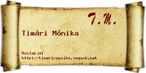 Timári Mónika névjegykártya
